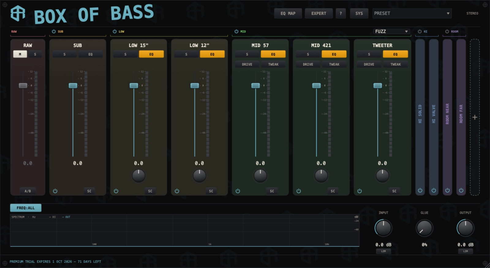 Box of Bass Pro plugin interface preview